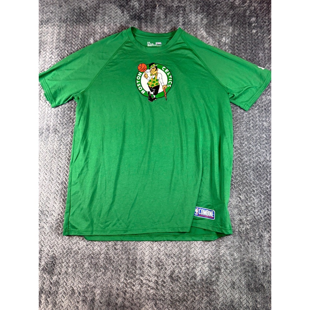 Boston Celtics T Shirt Mens XL Green Under Armour Heatgear Basketball Sports NBA